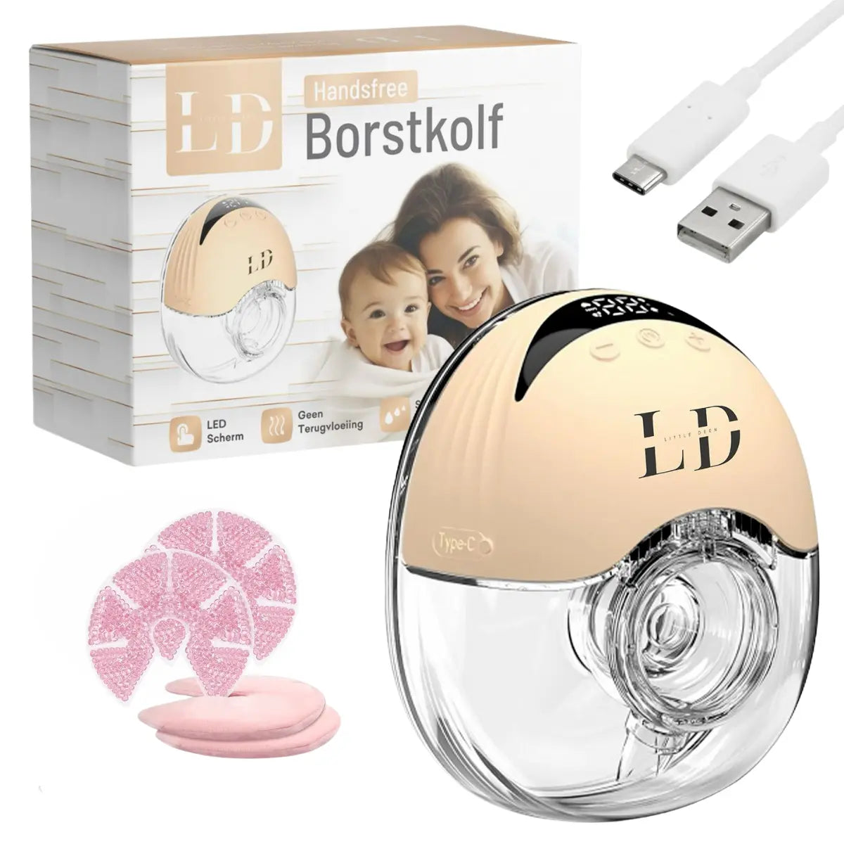 Handsfree borstkolf complete set met accessoires – draadloos kolven